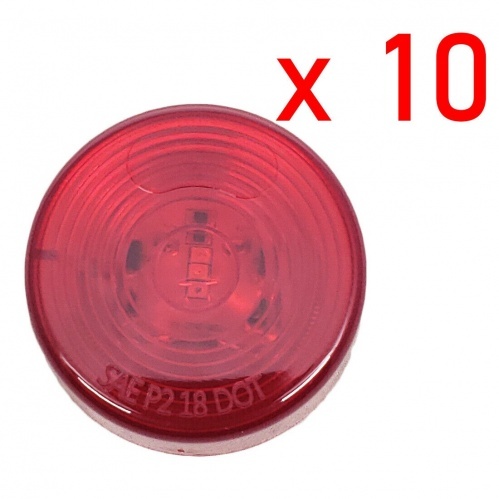 10x Red 2 inch LED Round Truck Trailer Side Marker Clearance Light  Boat 12V